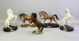 BESWICK HORSES (5) - Spirit of the Wild (2), grey matte on circular plinths, 31cms H, Spirit of