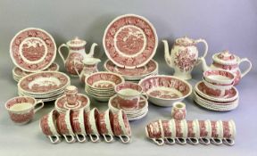 ADAMS ENGLISH SCENIC PINK & CREAM GLAZED DINNER & TEA SERVICE - 68 pieces approx