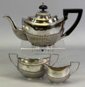 EDWARD VII THREE-PIECE SILVER BACHELOR TEA SERVICE - Birmingham 1904, Maker William Adams Ltd, all