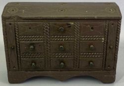 WELSH FOLK ART - carved slate doorstop in the form of a bureau chest with knobs (some absent), 16.