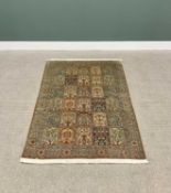 G H FRITH KASHMIRI SILK ROSE RECTANGULAR RUG - having thirty central square panels and floral