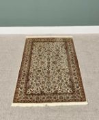 G H FRITH KASHMIRI SILK CREAM RECTANGULAR RUG - busy central floral design with patterned borders