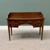 CIRCA 1900 MAHOGANY BEDROOM WASHSTAND/DESK - having a three quarter rail to a bow front top and