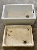 BELFAST SINK & ONE OTHER, 26cms H, 76cms W, 47cms D and 12cms H, 61cms W, 47cms D