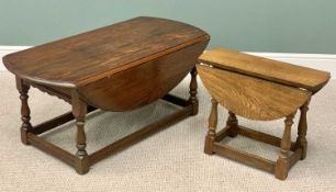 OFFERED WITH LOT 16 - REPRODUCTION OAK TWIN-FLAP TABLES x 2, including a coffee table with shaped