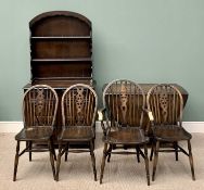 PRIORY-STYLE REPRODUCTION OAK DINING SUITE, consisting of a Dutch top dresser, the base with two