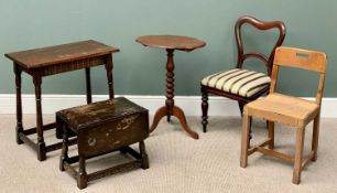 ANTIQUE & VINTAGE FURNITURE PARCEL x 5, to include a Priory oak-style side table, 69cms H, 68cms