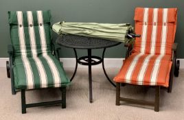 GARDEN FURNITURE PARCEL to include 2 x plastic Hartman Prestige Selection recliners with cushion