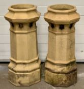 TWO CREAM TERRACOTTA CHIMNEY POTS, 86cms H, 38cms W, 38cms D