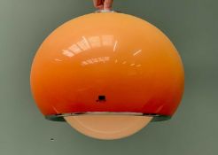STYLISH HARVEY GUZZINI ORANGE & CHROME GLOBULAR CEILING / STANDARD LAMP SHADE, labelled 'Art