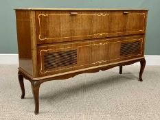 MID-CENTURY STEREO RADIOGRAM WITH GARRARD TURN TABLE, in a high gloss finish mahogany and walnut
