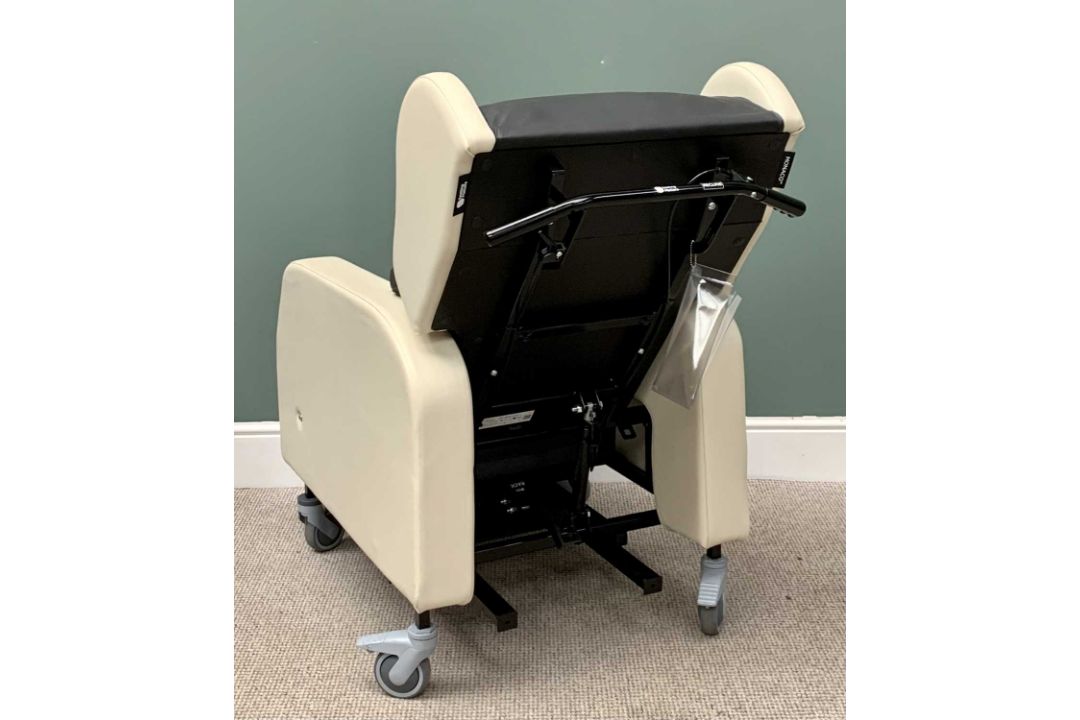 SEATING MATTERS- MONACO- INVALID ARMCHAIR / WHEELCHAIR, in cream and black leather effect, with - Image 2 of 2