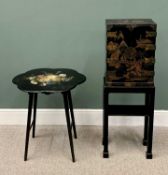 VINTAGE LACQUERWORK OCCASIONAL FURNITURE x 3, to include a Japanese two-door table cabinet in black,