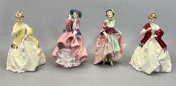 CHINA FIGURINES (4) - Two Royal Doulton - Suzette HN1487 and Top O' The Hill and two Royal Worcester