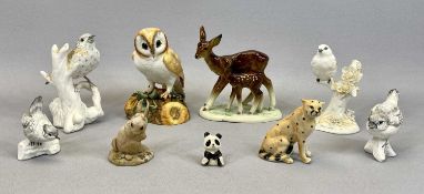 ROYAL CROWN DERBY FIGURE OF A BARN OWL - modelled perched on a branch with ivy leaves, printed