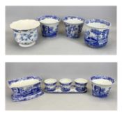 BLUE & WHITE TRANSFER DECORATED CERAMICS - Italian Spode design jardinieres, of panelled circular