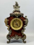 LOUIS XV STYLE MANTEL CLOCK - the metal case painted to resemble Boulle and with Rococo style gilded