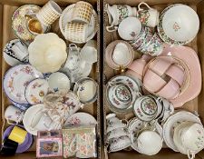 CROWN STAFFORDSHIRE PINK GLAZED TEA SERVICE with gilt edging, Crown Staffordshire floral tea
