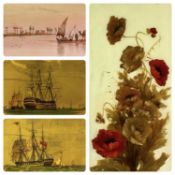 PAINTINGS/PRINTS ASSORTMENT - H PINDER watercolour - Arabian Desert scene, signed, 14 x 27cms,