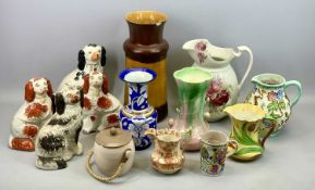 H & J WOODS INDIAN TREE JUG, 22cms H, a quantity of other jugs and vases and two pairs of