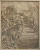 JOHN MINTON (British 1917 - 1947) sepia watercolour - label verso 'The Piccadilly Gallery, 16A