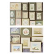 20TH CENTURY watercolours - Arabian scenes depicting buildings and Nomadic figures, 13.5 x 19cms the