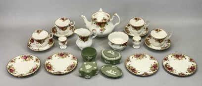 ROYAL ALBERT OLD COUNTRY ROSES TEAWARE - approximately 15 pieces and a quantity of Wedgwood