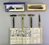 WATERMAN VINTAGE & LATER PEN'S GROUP, 6 ITEMS - to include a 502 leverfill pen with 14ct gold nib