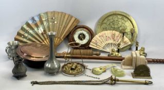 EDWARDIAN ANEROID WALL BAROMETER - in a carved walnut circular mount, 23cms diameter, a Victorian