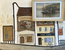 LEHAN oil on canvas - contemporary urban scene 'Bijou Cinema' circa 1976, signed, 75 x 97cms and a