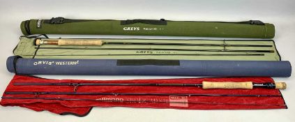 ORVIS WESTERN 2 107-3 LENGTH 10FT 7WT. LINE, TIPFLEX FLY ROD, Shimano bag and tube and a Greys