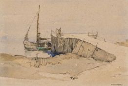 ‡ DONALD MCINTYRE early watercolour - titled 'Sea Mist' verso in the artist's hand with Scottish