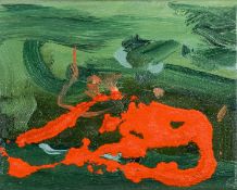 ‡ MAURICE COCKRILL oil on canvas - abstract, entitled verso 'Little Dragon Painting #5' signed