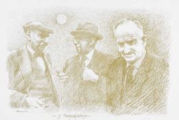‡ ANEURIN JONES monoprint - T E Nicholas, D J Williams and Waldo Willams, entitled 'Y