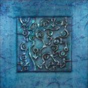 ‡ ROBERT HUNTER metal foil on board and oil glaze - entitled verso 'Banner for Pwyll & Rhiannon',