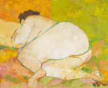 ‡ HERMAN SHAPIRO (former lecturer Cardiff College of Art) oil on board - entitled verso 'Reclining