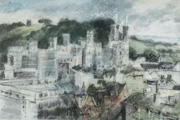 ‡ WILLIAM SELWYN mixed media - Caernarfon Castle, signed, 19 x 29cms Provenance: private