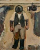 ‡ WILL ROBERTS oil on board - entitled verso 'Old Farmer' and dated 1974, signed, 75 x 59cms