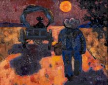 ‡ JOHN BOWEN oil on card - entitled verso 'Spanish Scene', unsigned, 19 x 24cms Provenance: