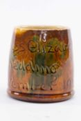 RARE EWENNY ROYAL COMMEMORATIVE MUG for the wedding of Princess Elizabeth (Windsor), sgraffito