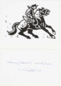 ‡ SIR KYFFIN WILLIAMS RA greetings card linocut - Patagonian horse rider, signed on separate section
