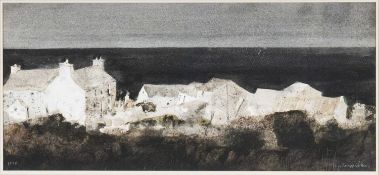 ‡ JOHN KNAPP-FISHER watercolour - Pembrokeshire village entitled 'Llanwnda', signed and dated