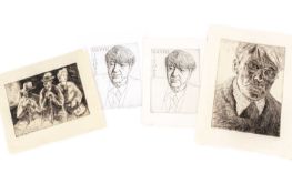 ‡ EDGAR HOLLOWAY set of four engravings - comprising David Jones trial proof, signed in pencil,