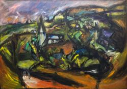 ‡ PETER PRENDERGAST monumental acrylic on canvas - entitled verso in artist's hand and on Oriel