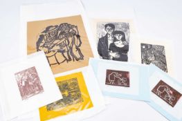 ‡ KAREL LEK MBE six various prints - including linocut entitled verso 'My Blue Heaven', 1991, 44 x