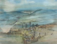 ‡ RAY EVANS mixed media - entitled verso, 'The Ruined Shepherds Hut', signed, 44 x 55cms Provenance: