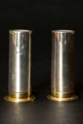 PAIR NOVELTY PARCEL GILT SILVER 'CARTRIDGE' CRUETS, Harrison Bros. & Howson Ltd., Sheffield 2002,