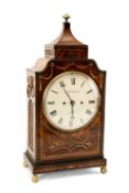 EARLY 19TH MAHOGANY & BRASS STRUNG BRACKET CLOCK, Haddack of Bath, pagoda top, pierced brass fish