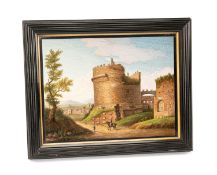 LARGE & FINE 'GRAND TOUR' ITALIAN MICROMOSAIC PANEL, Roman, 19th Century, depicting figure on