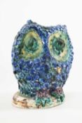 JOHN HUGHES stoneware - Owl, in green, blue and aubergine glazes, signed and dated 1965 to base,